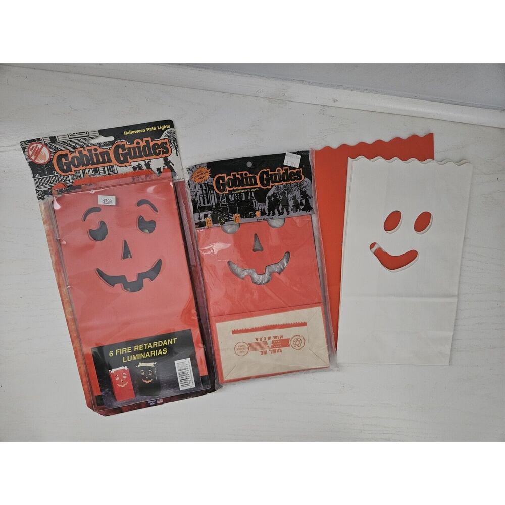 Vintage Goblin Guides Halloween Paper Bag Path Lights Pumpkin Lanterns *READ*